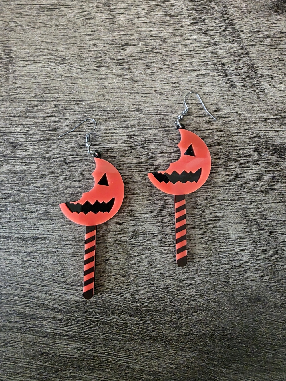 🎃 NEW ROMWE Red & Black Halloween Jack-o'-Lantern Drop Earrings